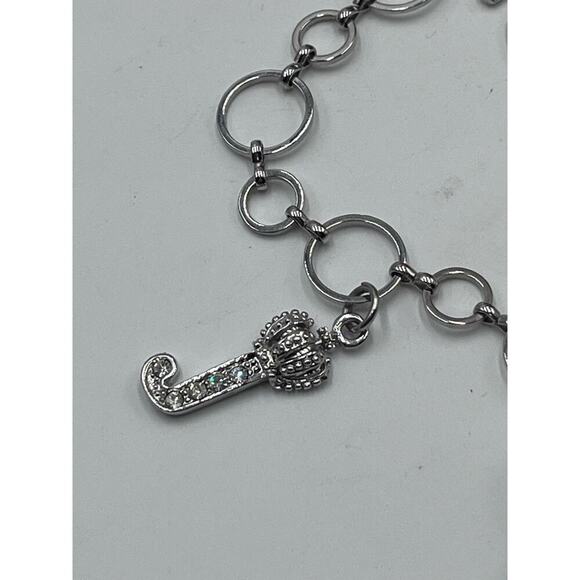 Juicy Couture Silver Tone Charm Bracelet Puff multicolor Crown Heart Pave‎ J - Picture 4 of 8